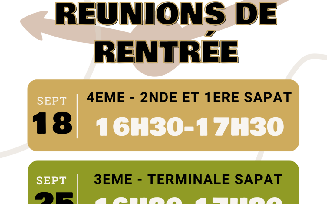 Dates des réunions de rentrée 📅