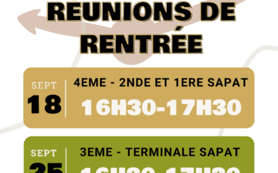 Dates des réunions de rentrée 📅